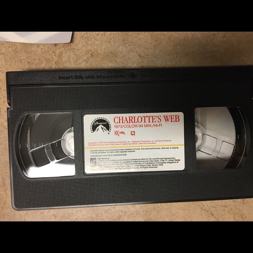 Vintage ’73 VHS Movie Charlotte’s Web w Insert - Picture 6 of 9